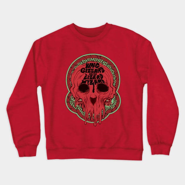 Lizard skull Red Crewneck Sweatshirt by Flannel by Art